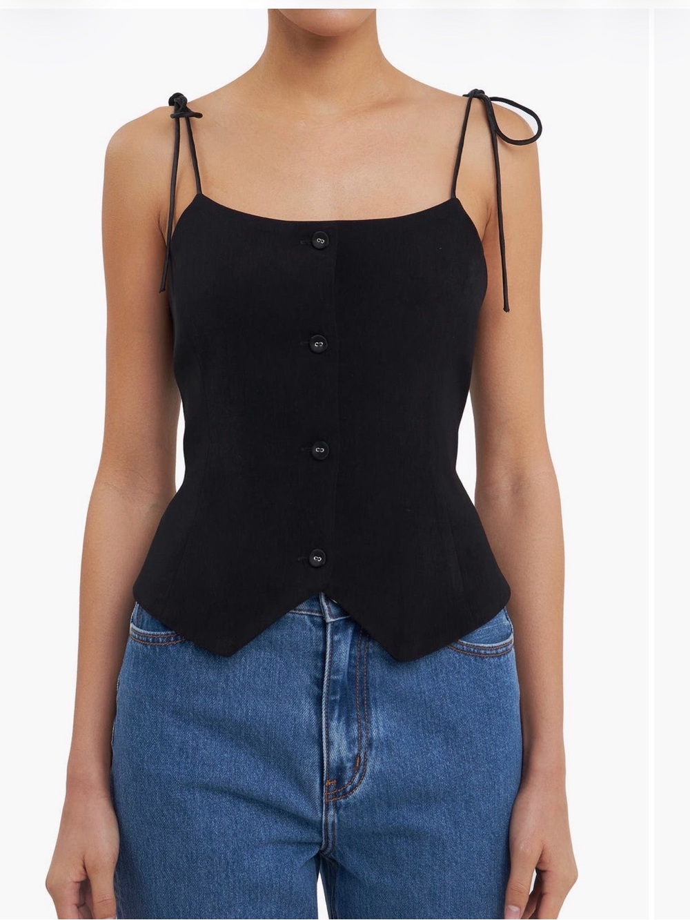 GREY LAB Black Tie-Shoulder Vest